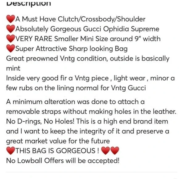🚫SOLD🚫Gucci Ophidia GorG FAB Rare Smaller Size 9” FABULOUS EUC ♥️♥️ - Picture 15 of 16